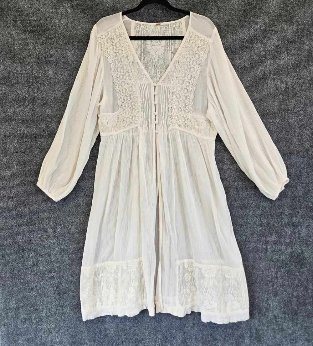 Free People Boho Lace and Crotchet Detail Kimono Size M